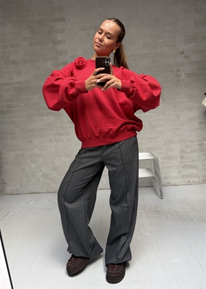 Sui raglan flower crewneck sweat Scooter Red ROTATE